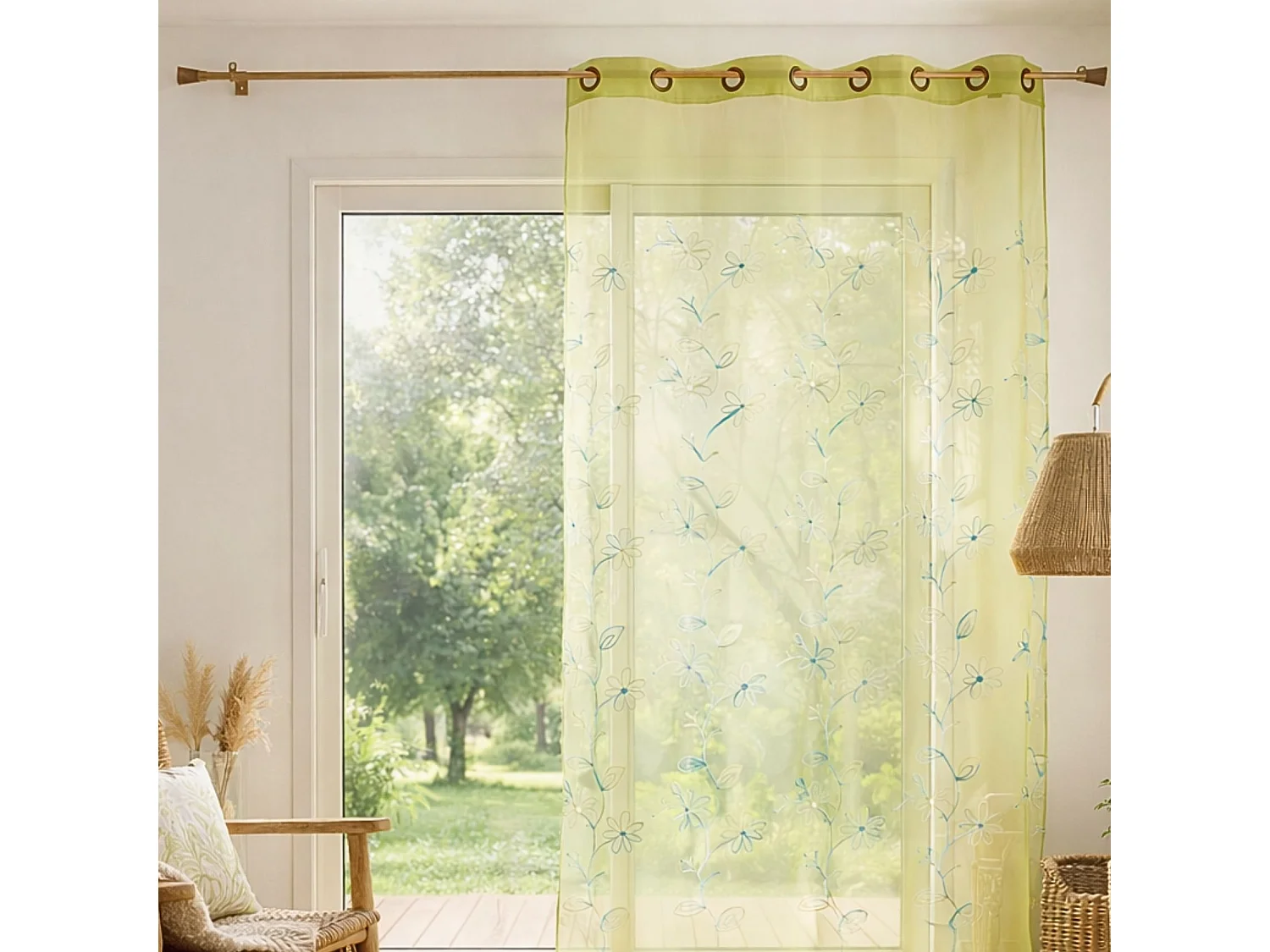 Cortinas Organza Bordadas hilo satinado