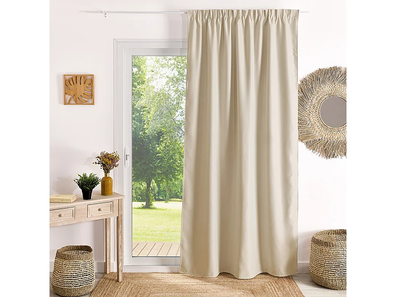 Verdunkelnder Gardinenvorhang mit Kräuselband, flammhemmend M1 Non Feu 140 x 180 cm