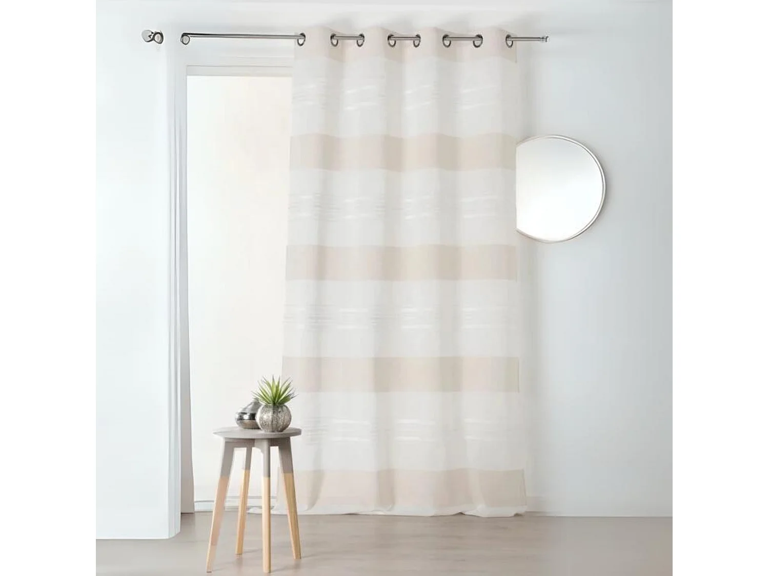 Voilage Blanc à Jeux de Rayures