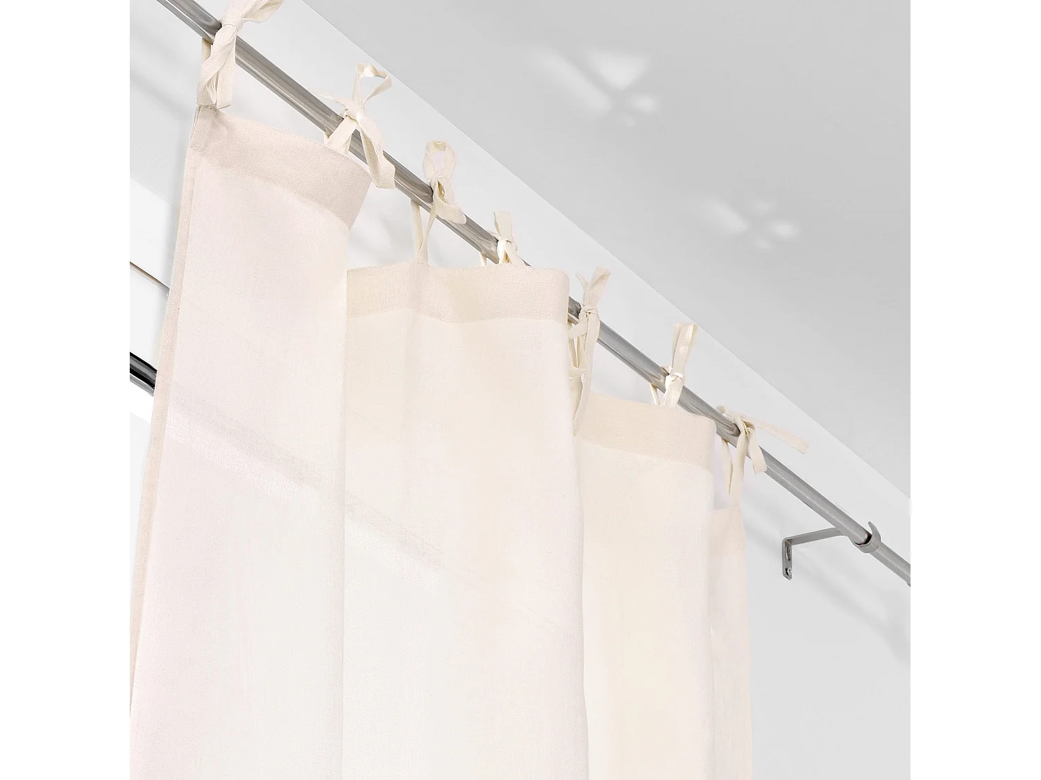 Visillo con lazos de 100% lino