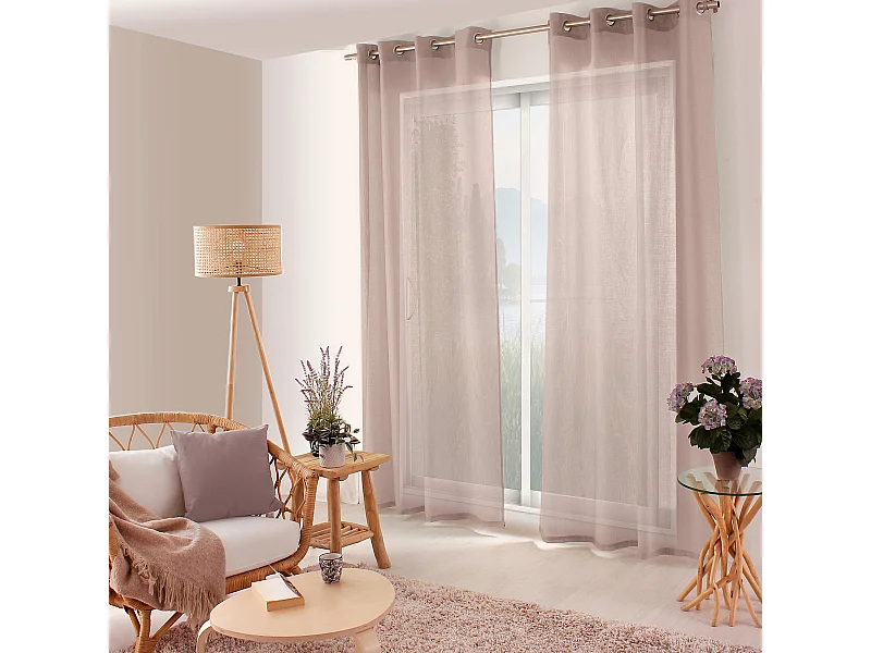 Rideau Voilage à Œillets Uni "Jelly" 140x240cm Vison