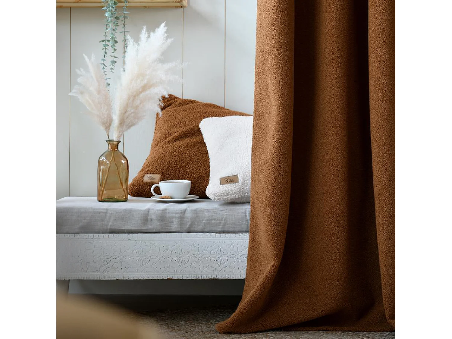 Ösenvorhang in Bouclé-Optik 140 x 260 cm