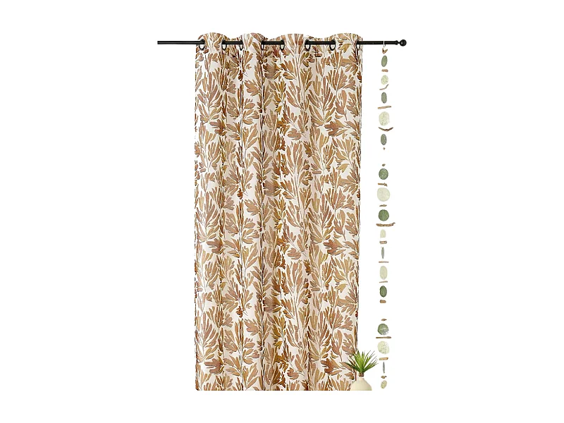 Rideau tamisant aux feuillages aquarellés