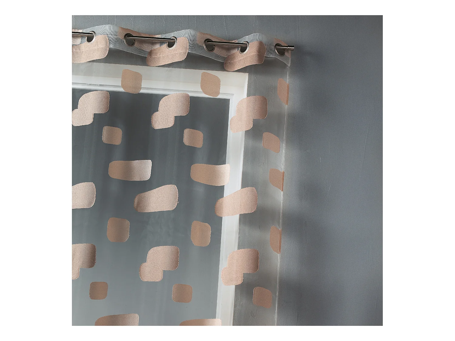 Visillo de organza jacquard y ladrillos coloridos