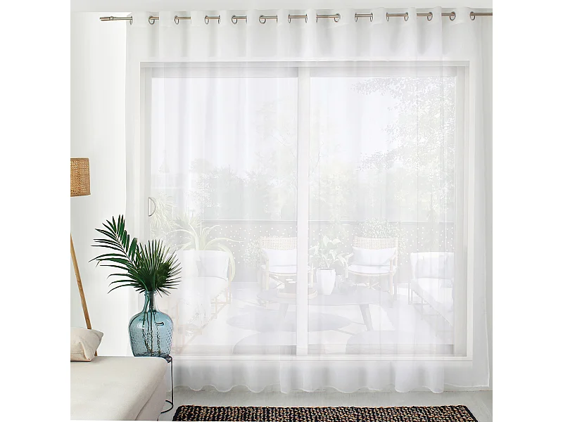 Rideau Voilage XL à Œillets "Sablé" 420x240cm Blanc