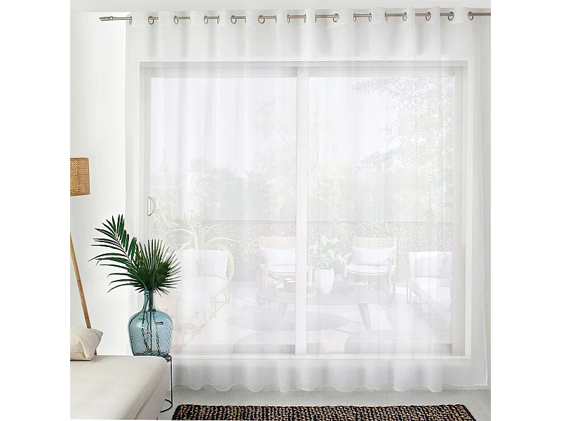 Rideau Voilage XL à Œillets "Sablé" 420x240cm Blanc