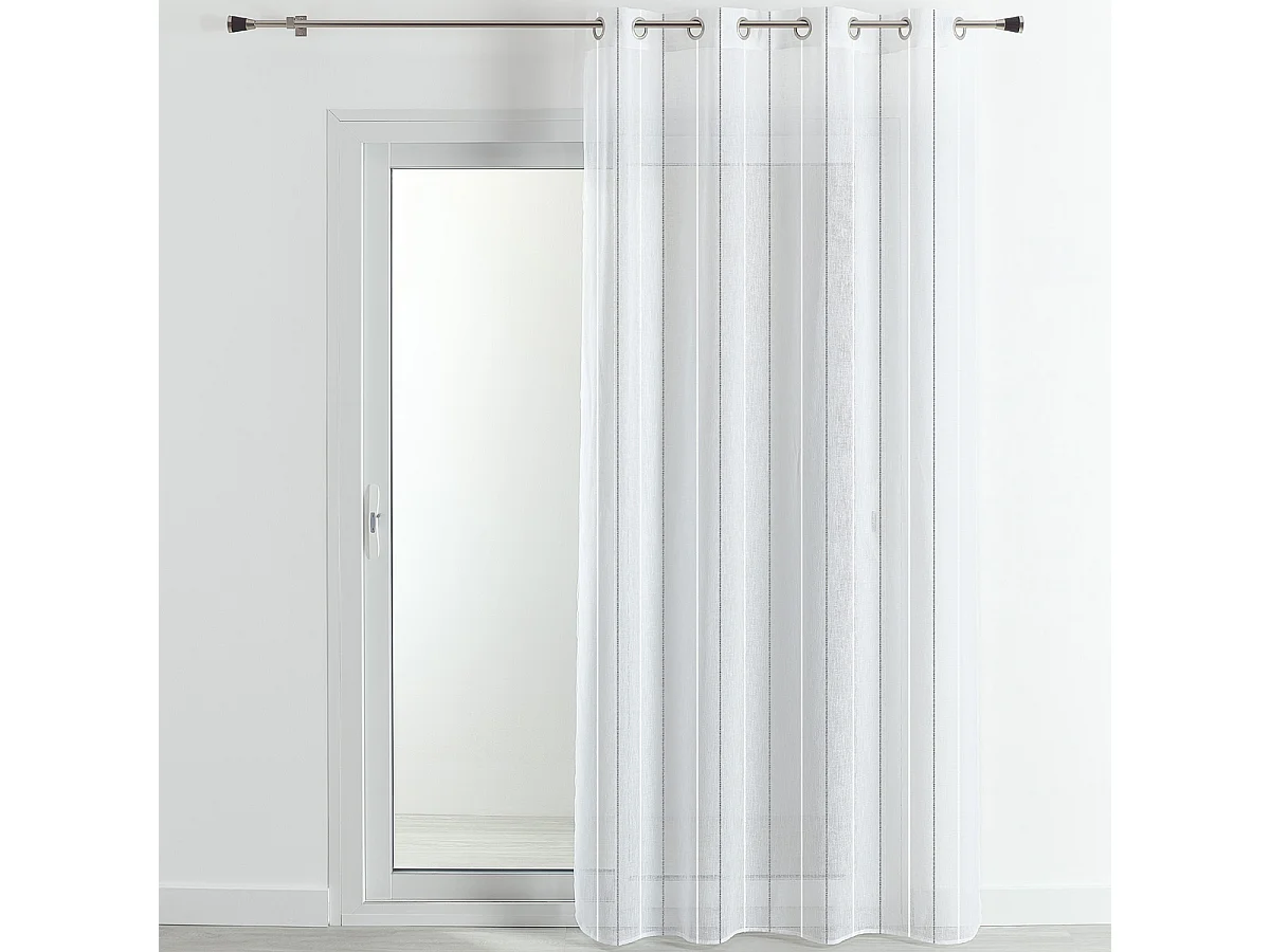 Voilage en étamine à rayures métallisées