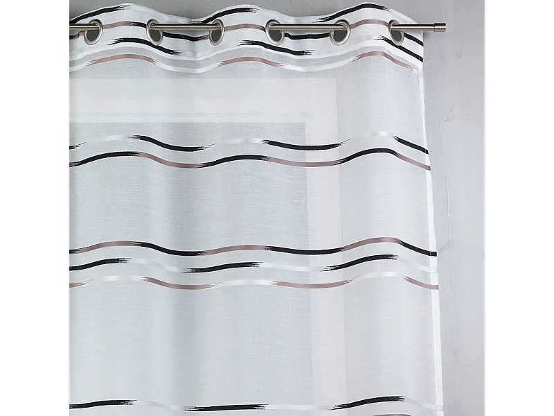 Voilage en étamine tissée de fines rayures horizontales