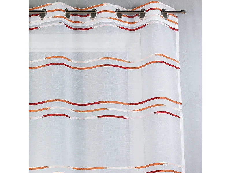 Voilage en étamine tissée de fines rayures horizontales