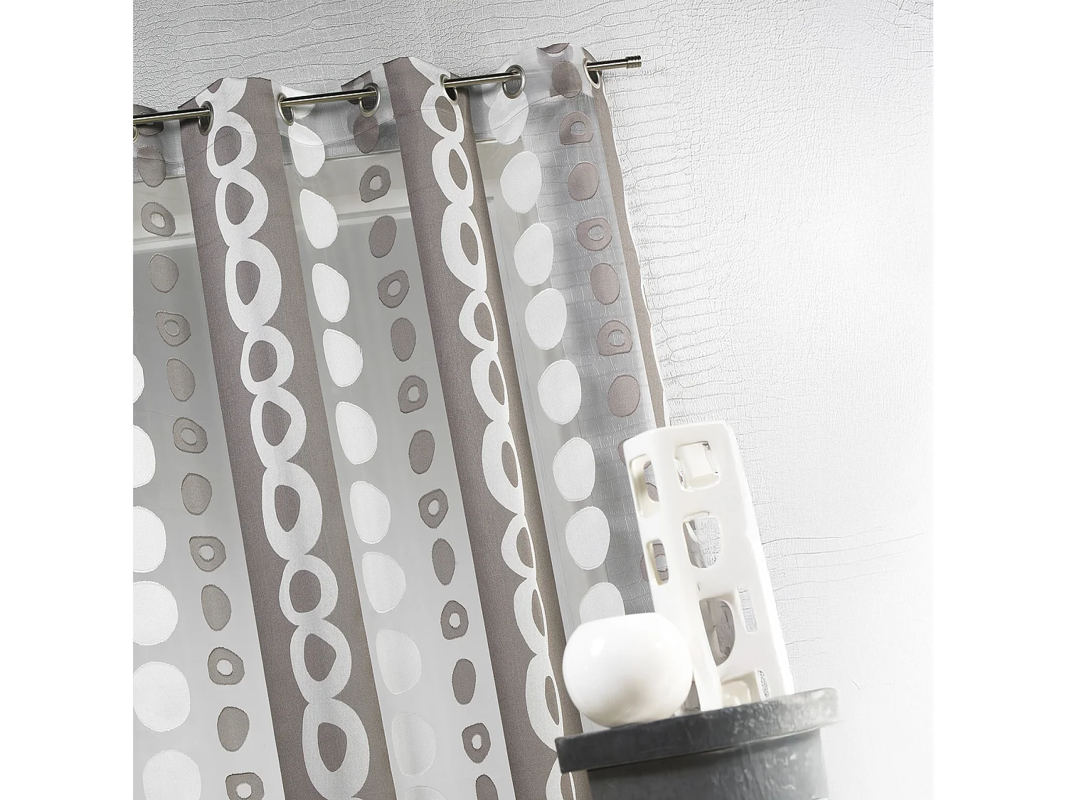 Voilage Organza Jacquard à Bandes et cercles