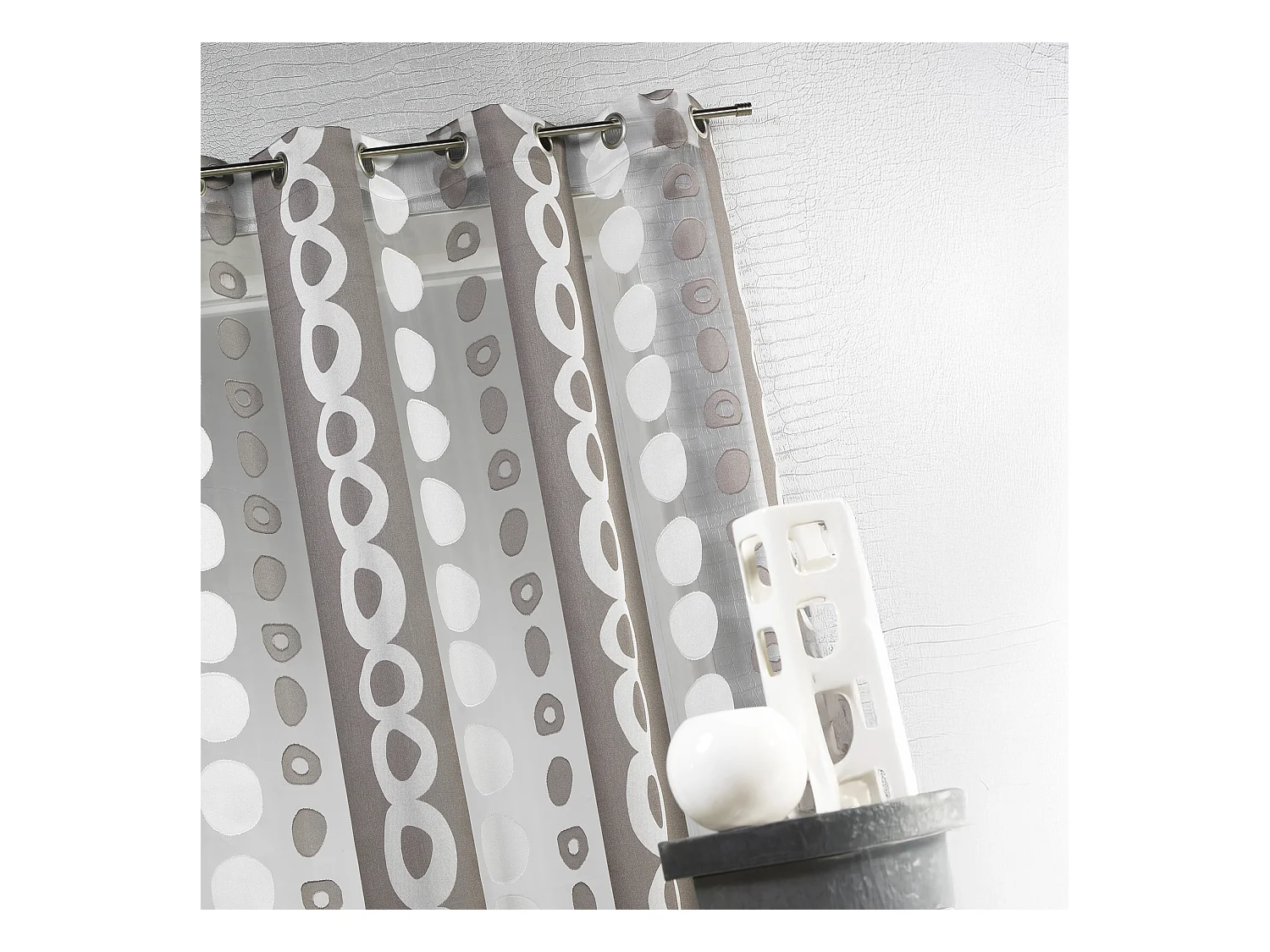 Voilage Organza Jacquard à Bandes et cercles