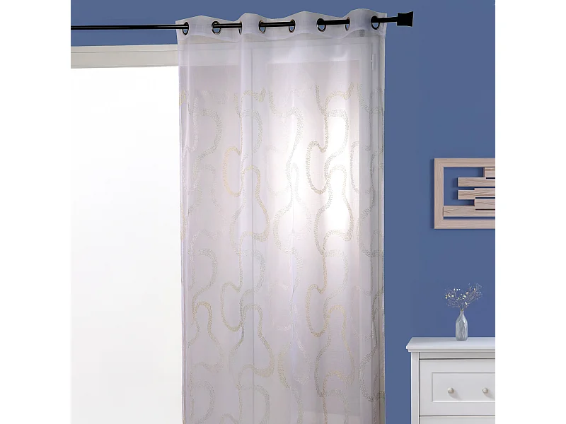 Visillo fantasía bordado zig zag entrelazado