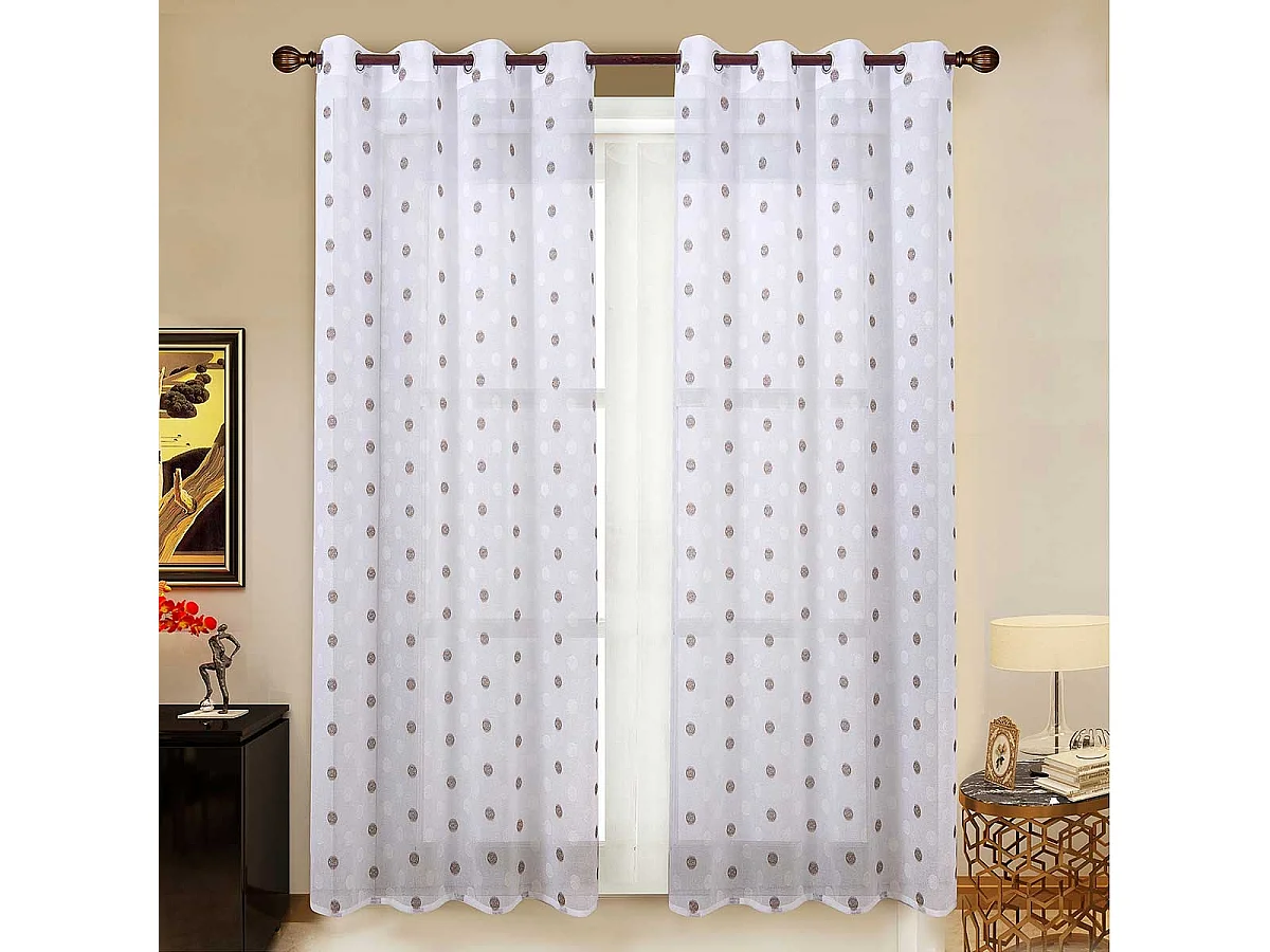 Paire de voilages à cercles géométriques