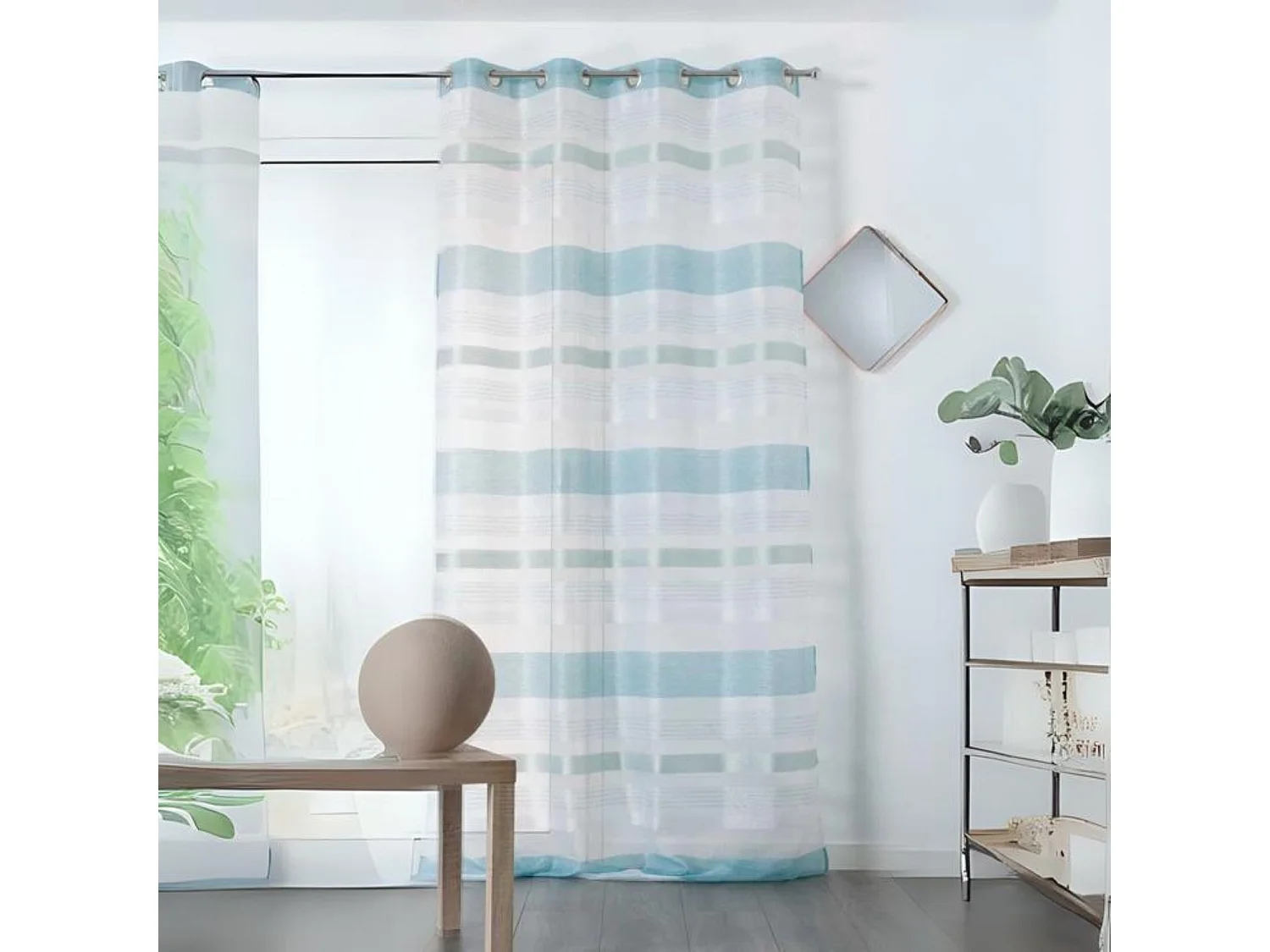 Voilage à Jeux de Rayures Colorées