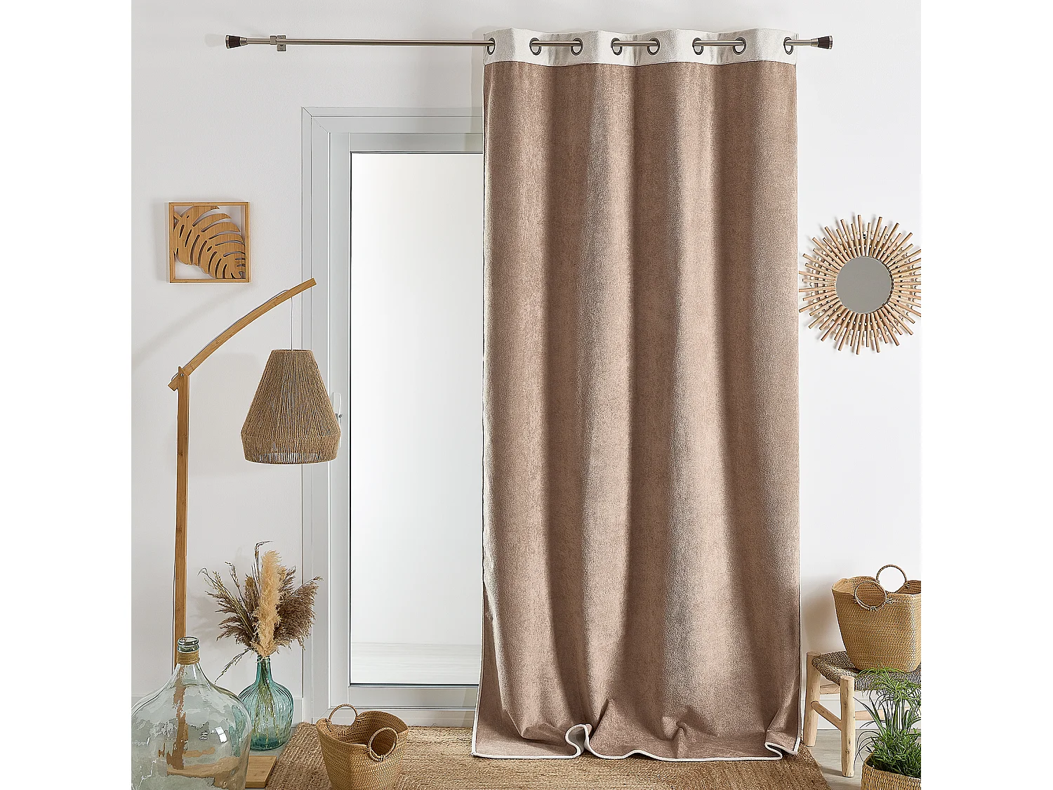 Cortina de doble cara térmica y opaca con aspecto de esponja 140 x 260 cm