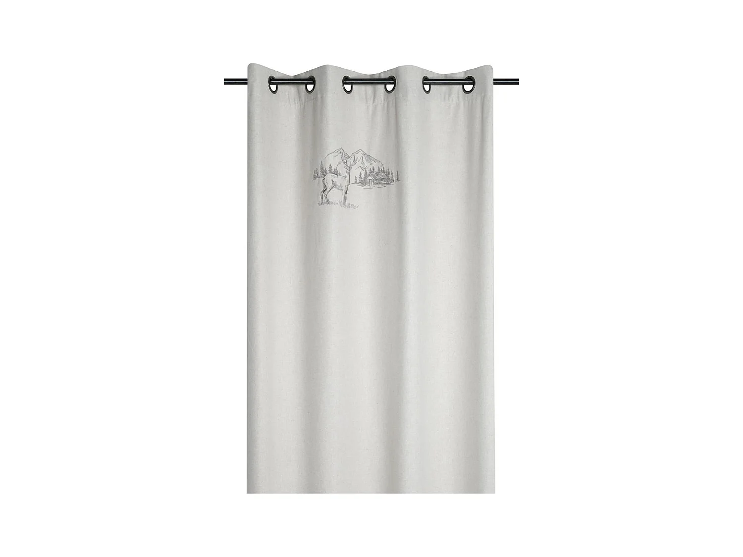 Rideau cerf esprit chalet effet laine brodé