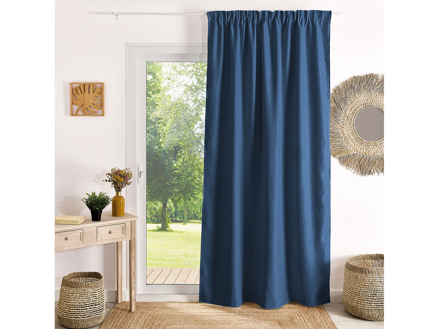 Verdunkelnder Gardinenvorhang mit Kräuselband, flammhemmend M1 Non Feu 140 x 260 cm