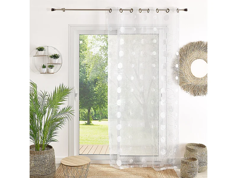 Cortina Organza y Jacquard Cordones Satinada