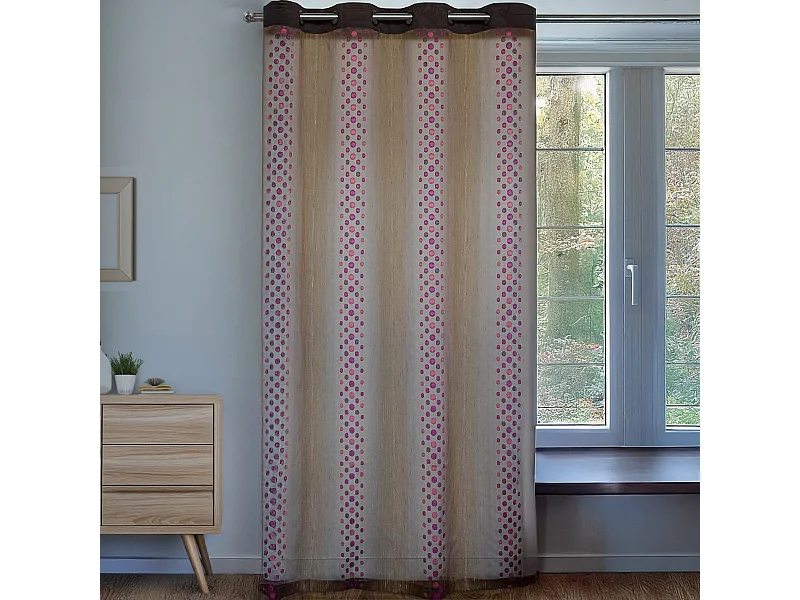 Voilage tamisant à pois et rayures