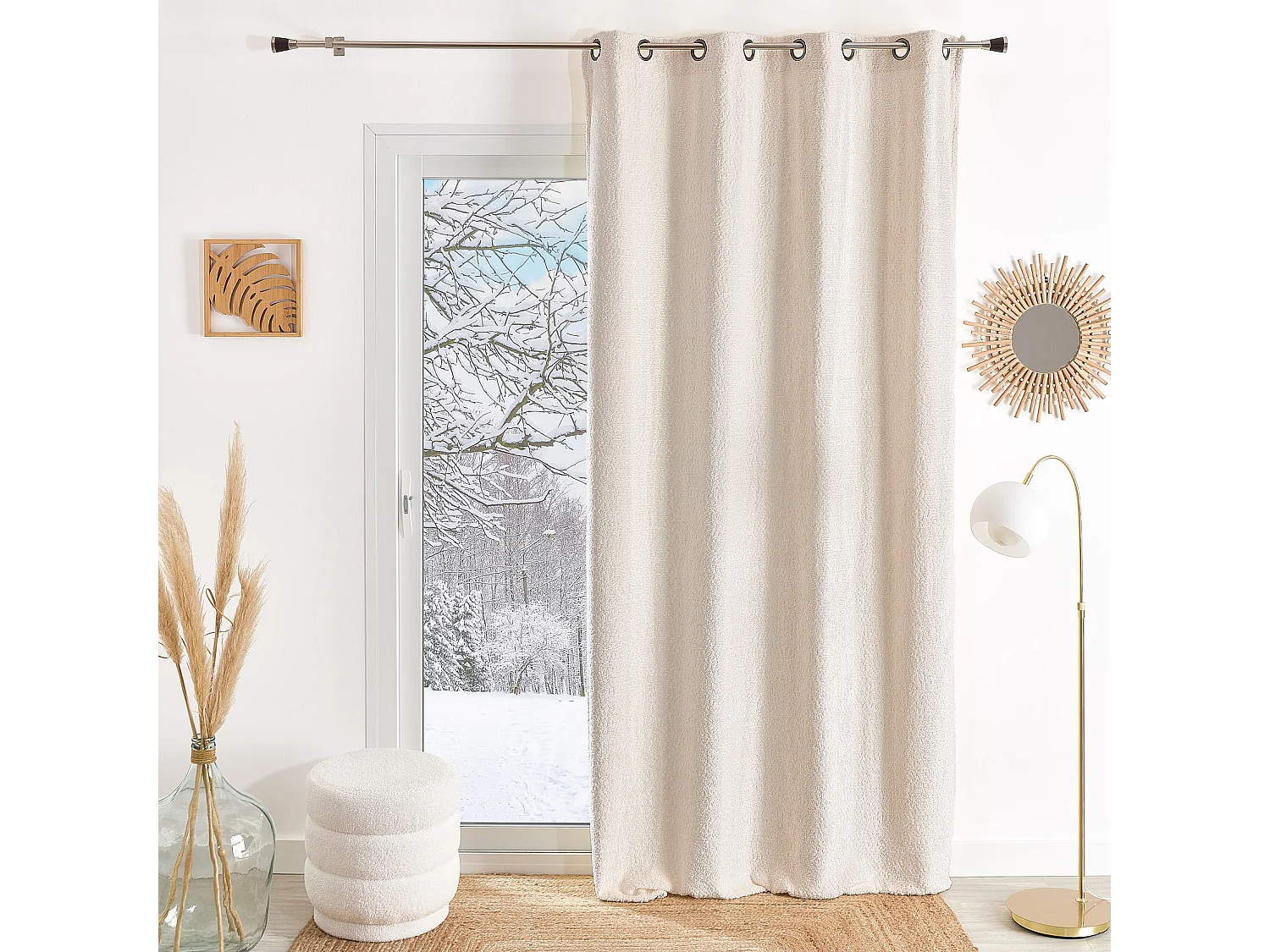 Cortina con ojales de chenilla efecto peluche 135 x 260 cm