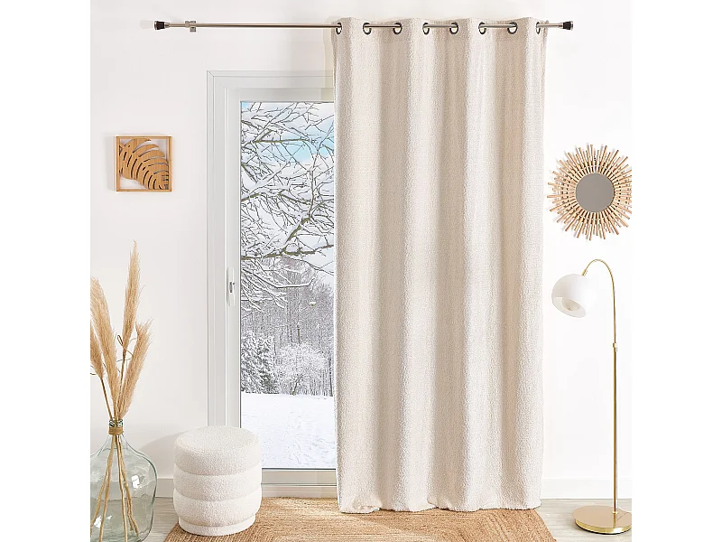 Cortina con ojales de chenilla efecto peluche 135 x 260 cm