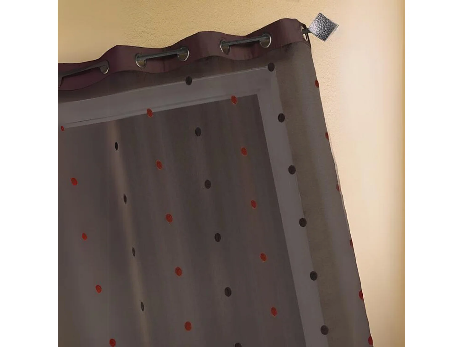 Voilage Organza Jacquard avec parement uni Taffetas