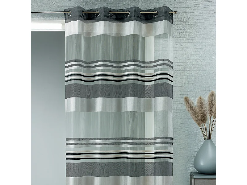 Voilage Organza rayures horizontales tissées