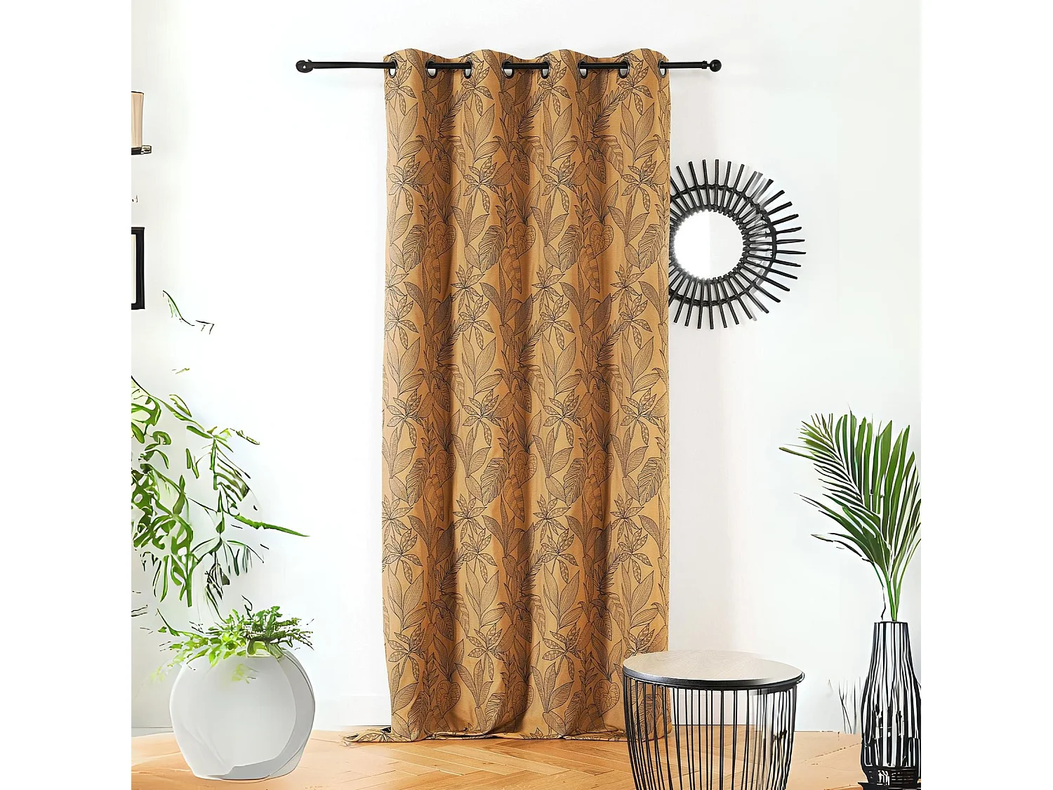 Cortina con hojas estilizadas 140 x 260 cm