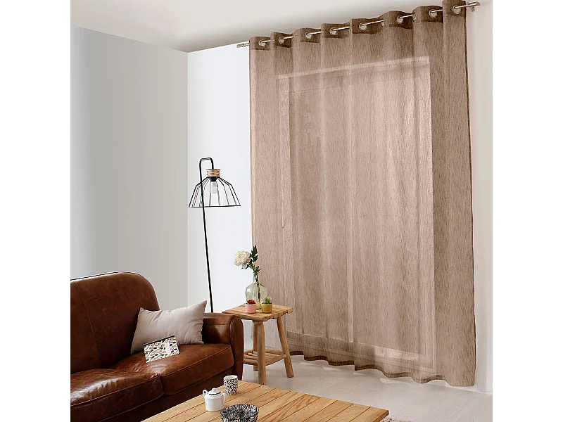Rideau Voilage XXL Effet Lin "Maya" 300x240cm Vison