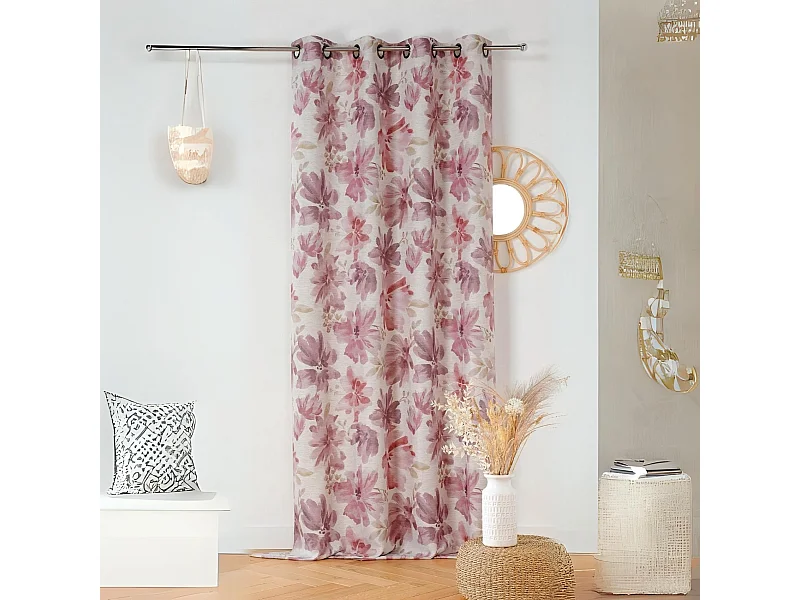 Verdunklungsvorhang mit aquarellierten Blumen 145 x 260 cm