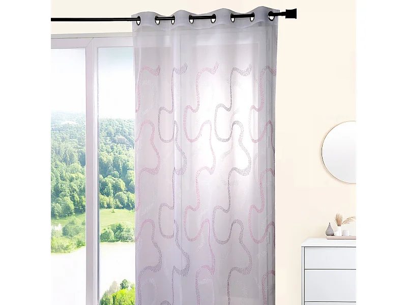 Visillo fantasía bordado zig zag entrelazado