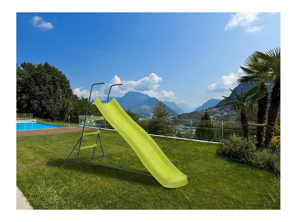 Outdoor-Rutsche mit Doppelwelle "Poly" in grün - 240 x 24 x 156 cm