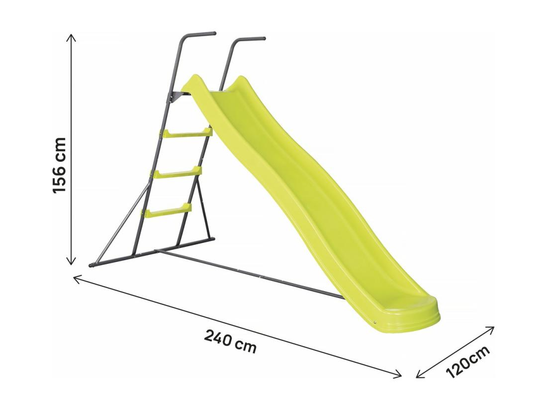 vente unique Toboggan de jardin à double vague "Poly" en vert - 240 x 120 x 156 cm