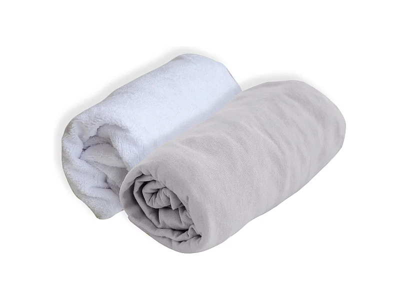 DOUX NID Pack 1 Bettlaken + 1 Spannbettlaken – 70 x 140 cm – Perlmutt