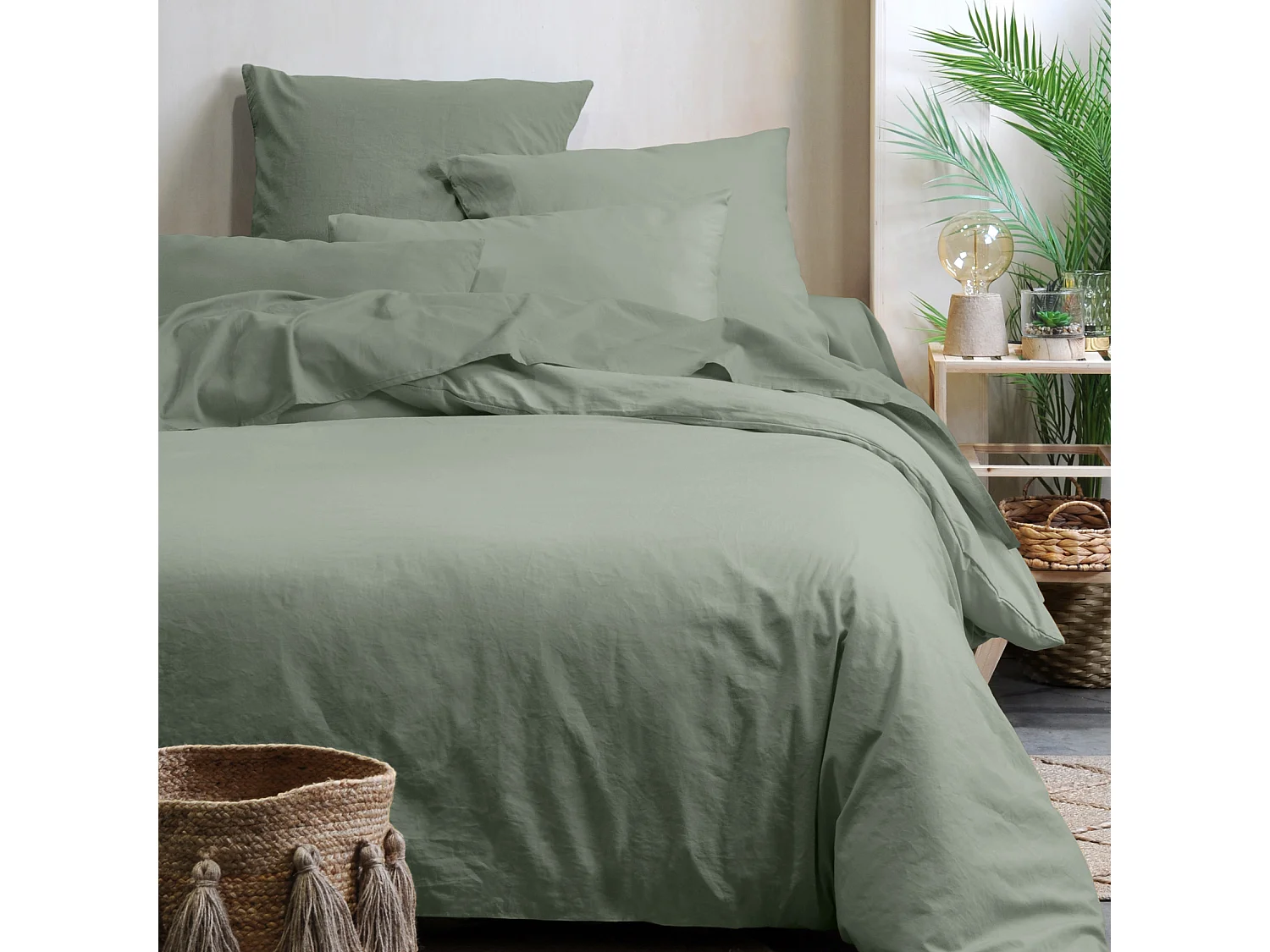 Sábana bajera lisa en algodón bio 160 x 200 cm