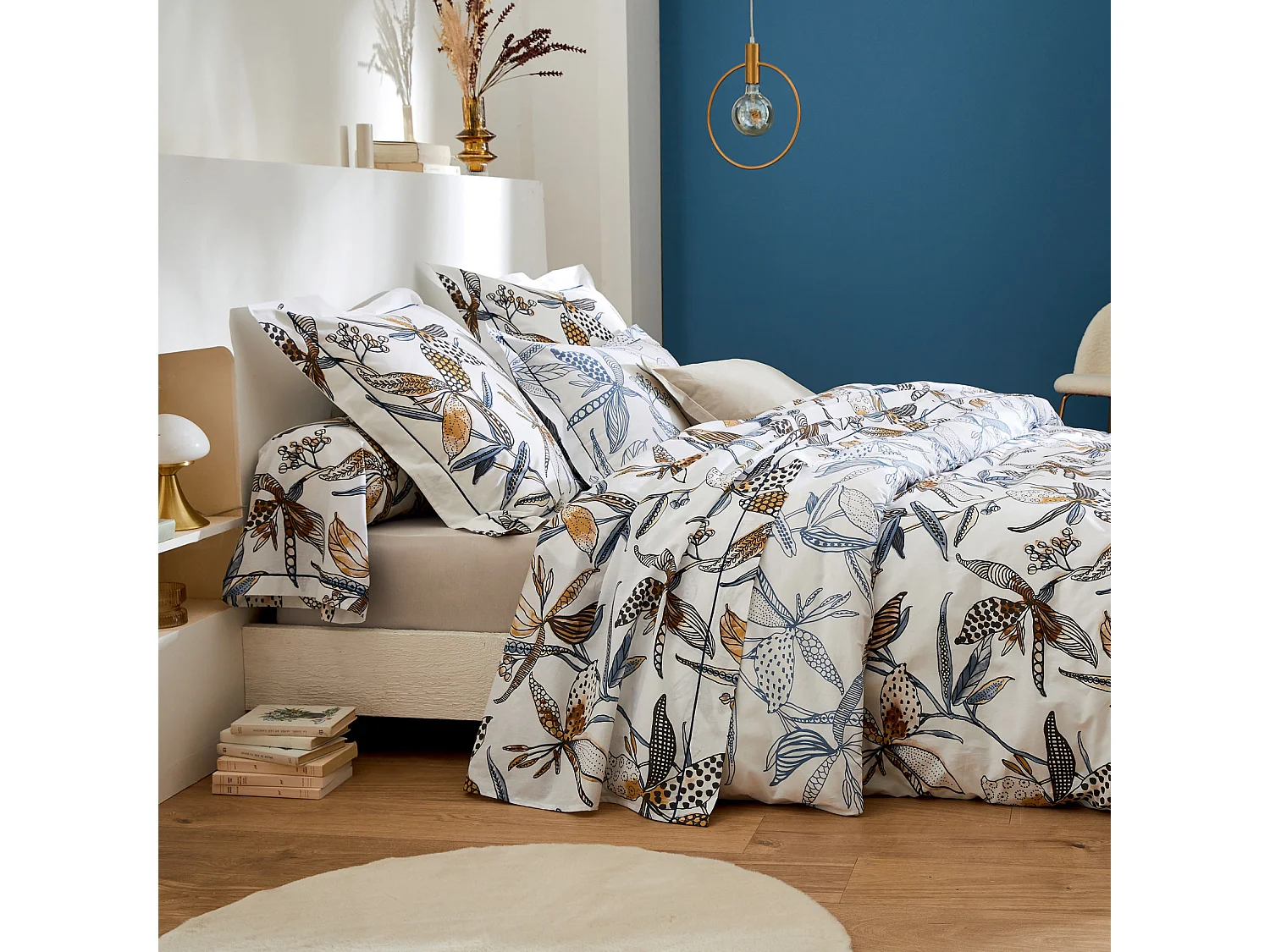 Sábana plana con flores exuberantes 280 x 310 cm