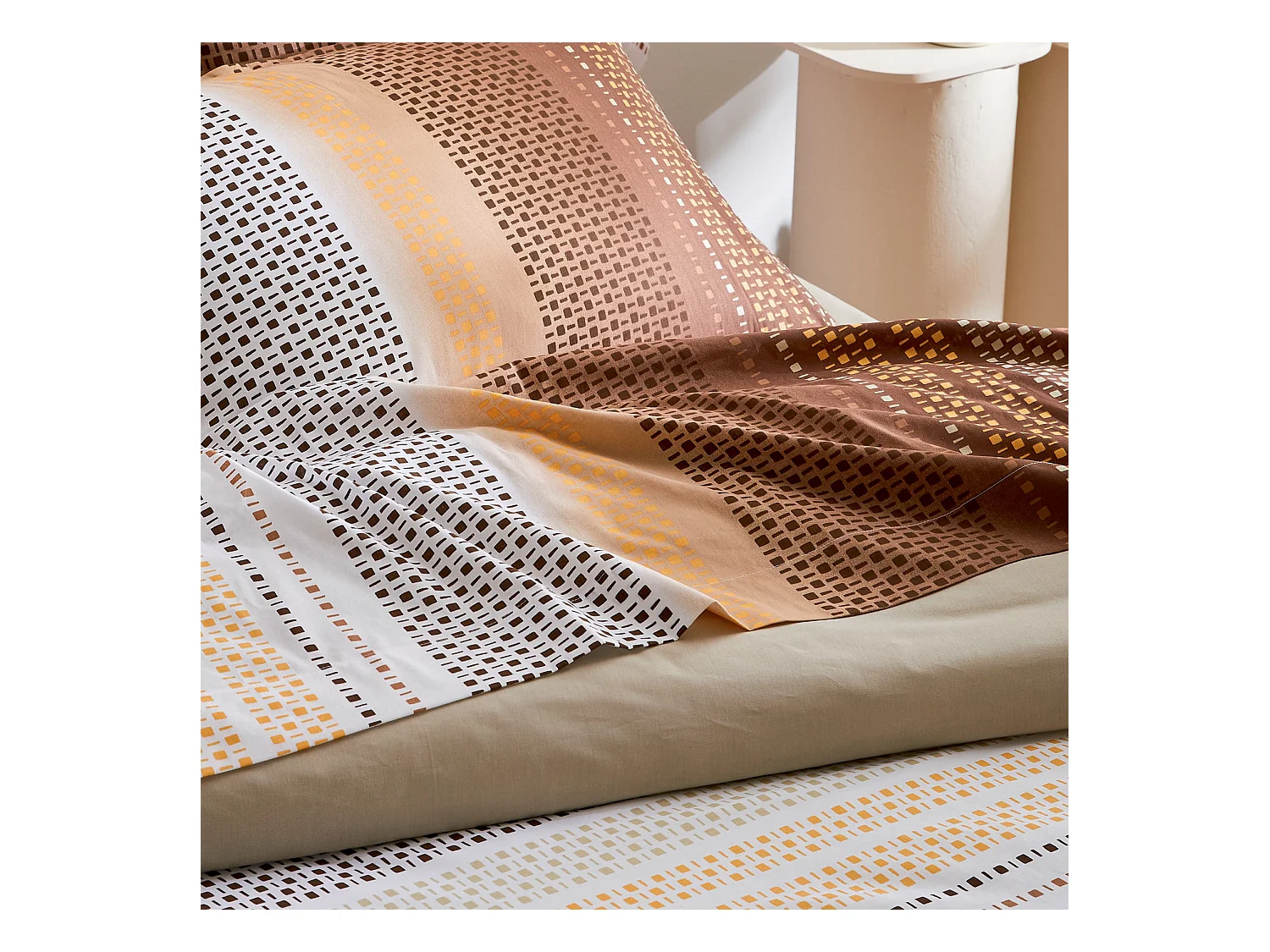 Drap plat esprit géométrique en coton