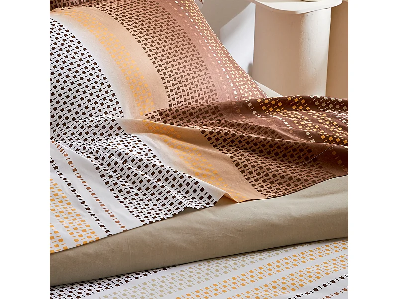 Drap plat esprit géométrique en coton