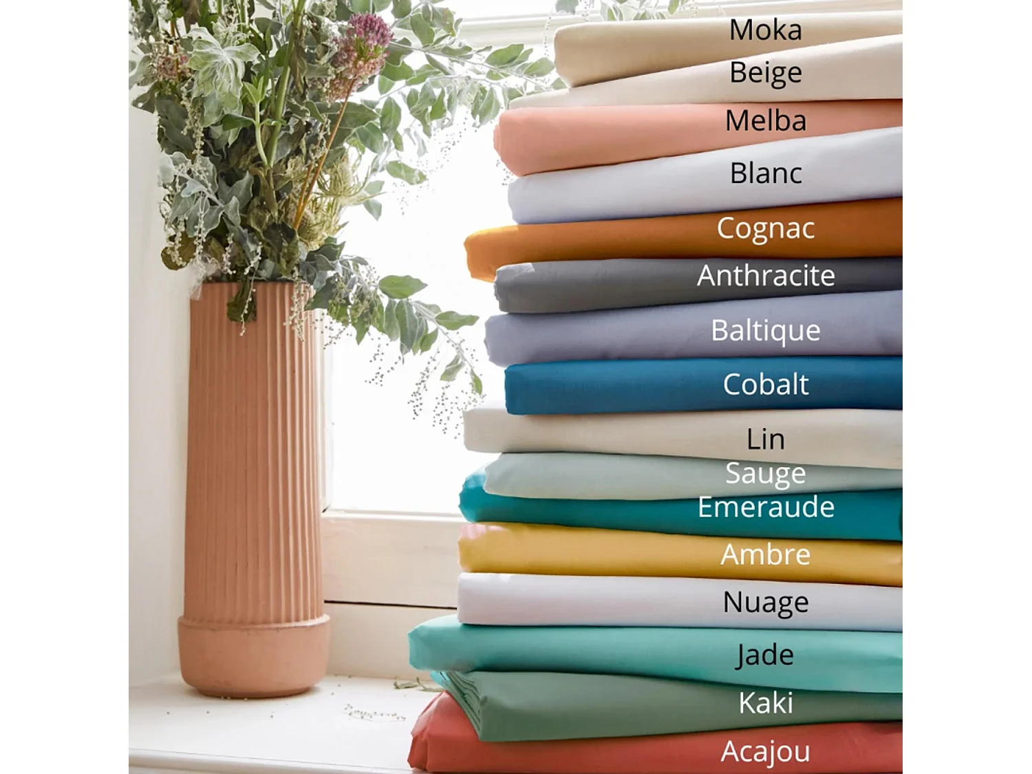 Drap plat piqué uni en percale de coton