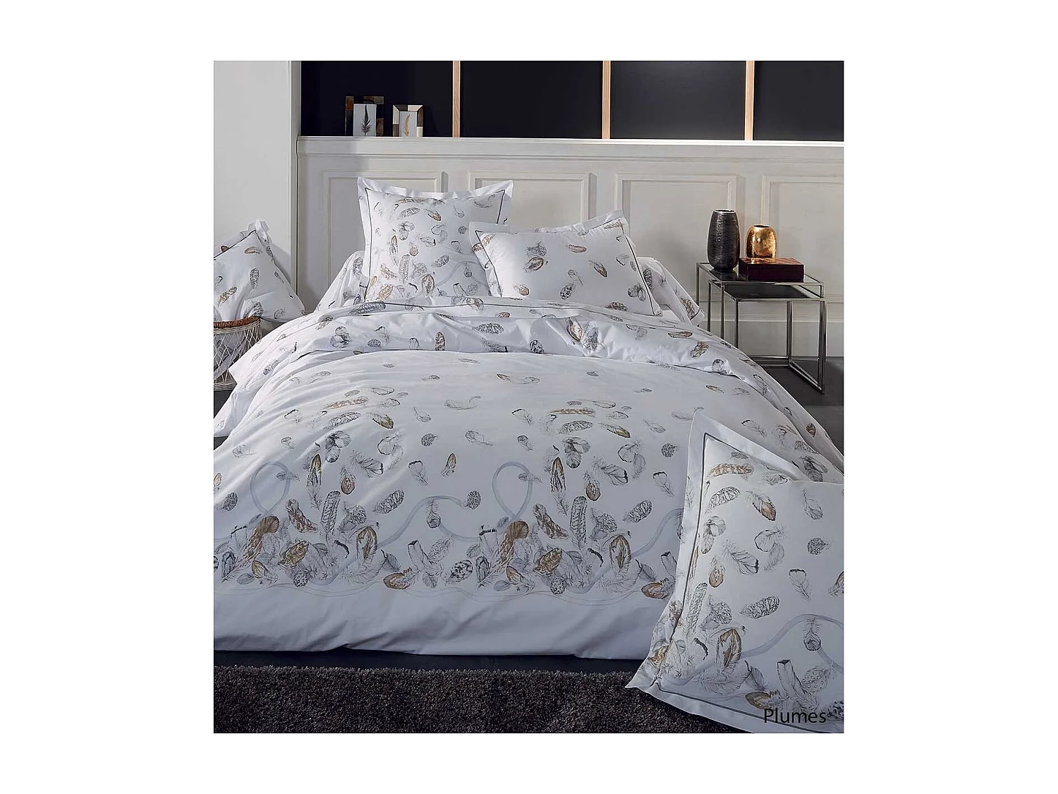 Drap plumes à imprimés plumes