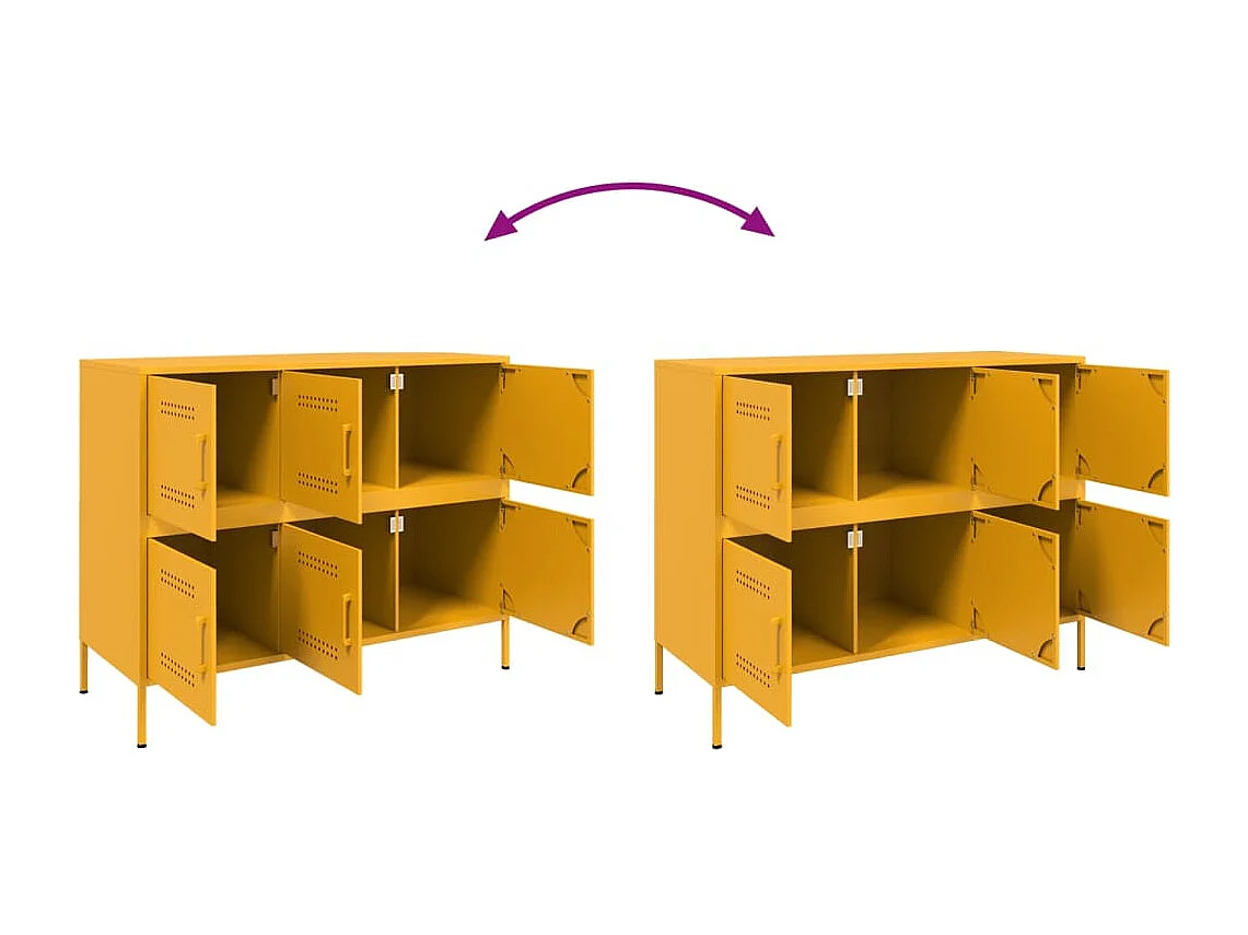 Dressoir 100,5x39x79 cm staal mosterdgeel