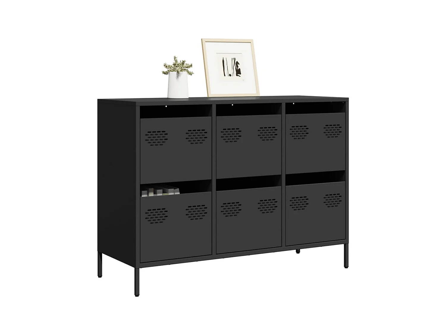 Buffet noir 101,5x39x73,5 cm acier laminé à froid