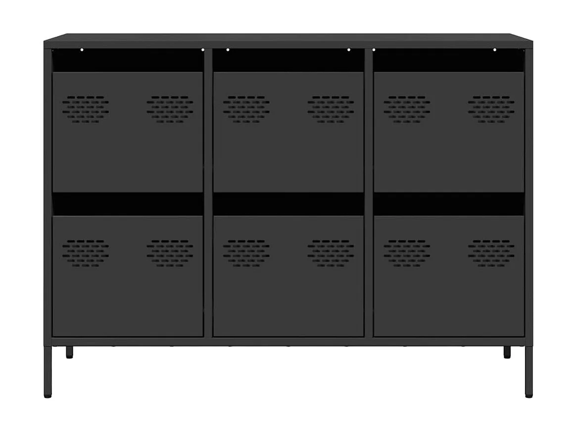 Credenza Nera 101,5x39x73,5 cm in Acciaio Laminato a Freddo