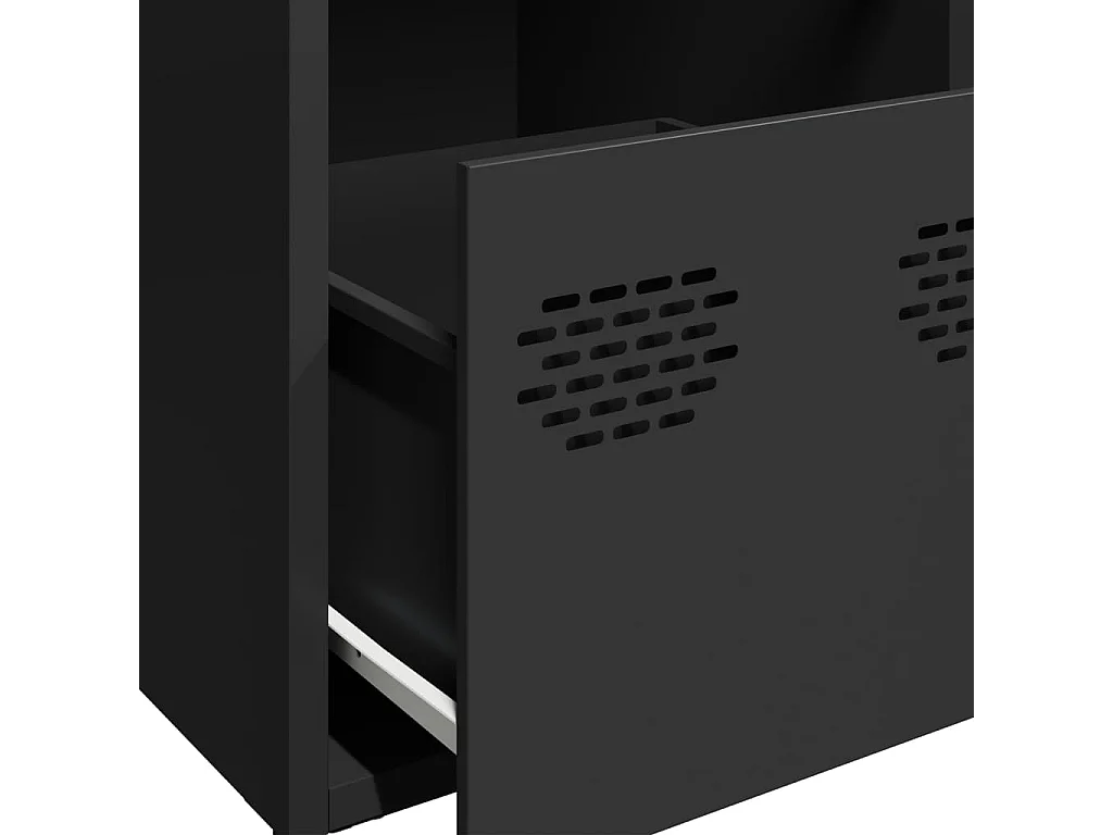 Credenza Nera 101,5x39x73,5 cm in Acciaio Laminato a Freddo