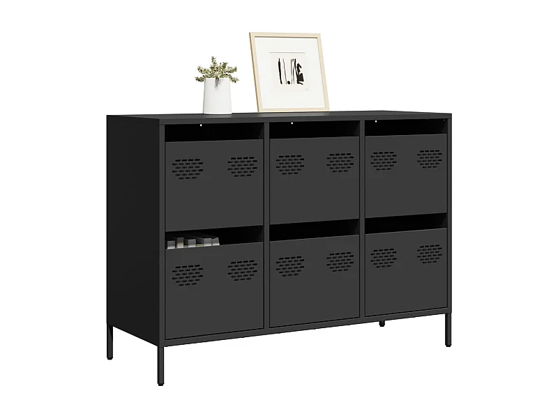 Sideboard Schwarz 101,5x39x73,5 cm Kaltgewalzter Stahl