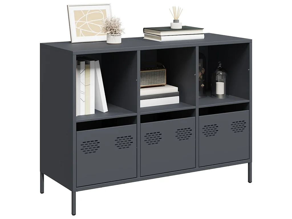 Buffet anthracite 101,5x39x73,5 cm acier laminé à froid