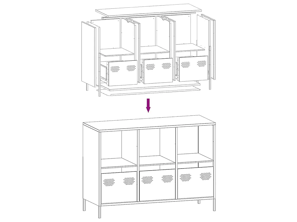 Buffet anthracite 101,5x39x73,5 cm acier laminé à froid