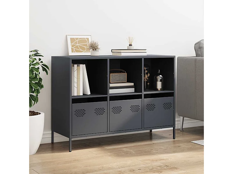 Buffet anthracite 101,5x39x73,5 cm acier laminé à froid