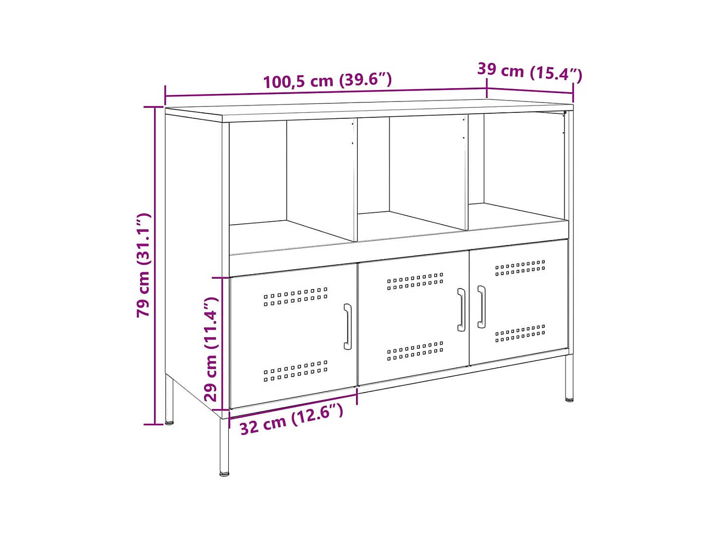 Buffet rose 100,5x39x79 cm acier