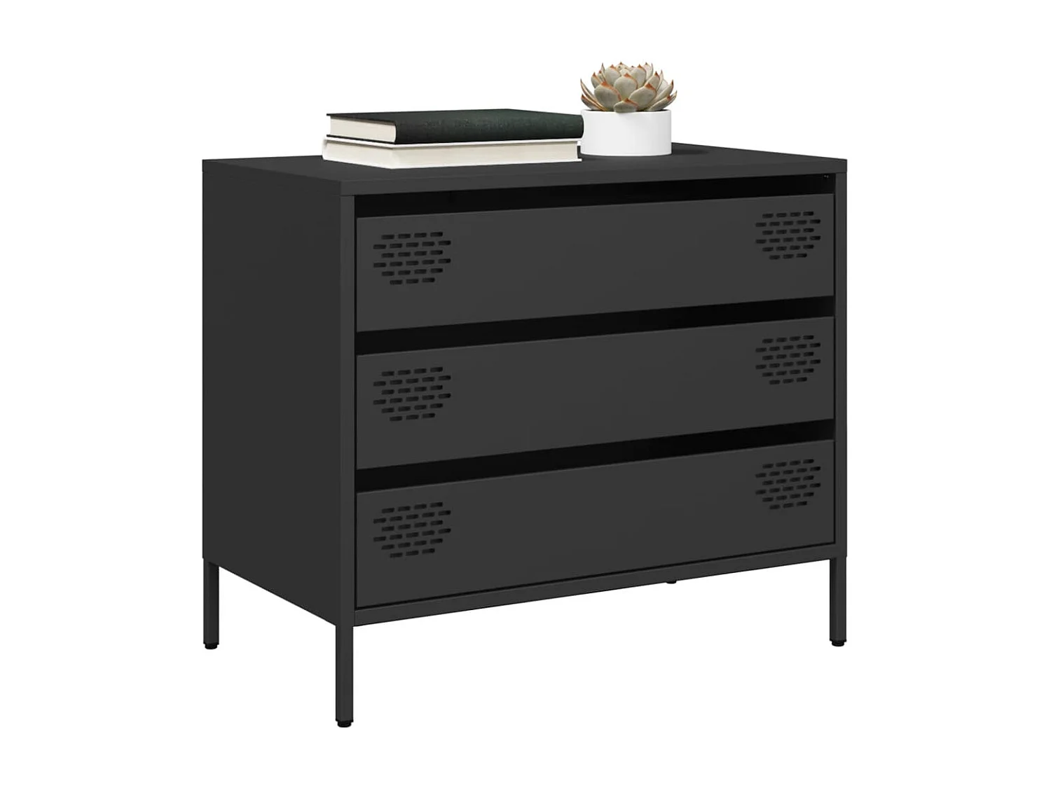 Sideboard Schwarz 68x39x58,5 cm Kaltgewalzter Stahl